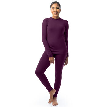 Fruit of the loom women's thermal underwear set high collar tight thermal base layer comfortable cold protection purple large