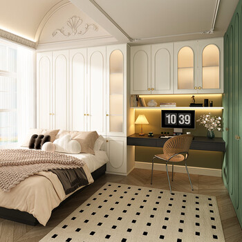 Piano retro cream style whole house customized study room with tatami bed and cabinet integrated functional room prepaid