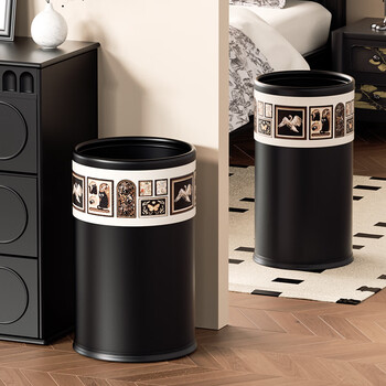 Meiwobao household trash can metal large capacity kitchen bedroom living room bathroom 2025 new ins style light luxury high-end recommended living room/kitchen classic bird style 16l