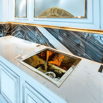 French retro kitchen large single sink embedded in island water bar sink pure copper gold undercounter basin basin wash basin s3 stainless steel titanium 41*44cm