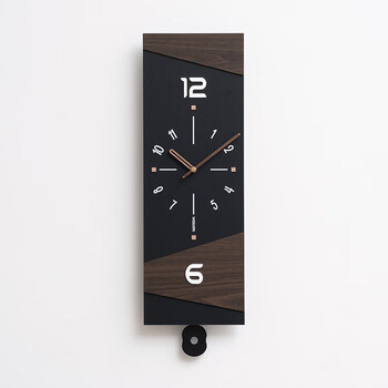 Emitdoog (duo barley) punch-free modern retro wall clock swingable clock creative living room clock light luxury decorative wall retro black-upgraded swing style (20*63.8cm) no specifications