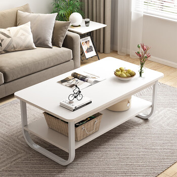 Fuhe coffee table simple living room sofa side table small apartment simple rental room small table office tea table u-shaped leg-double layer warm white 80*45cm
