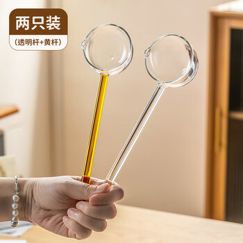 Genasi high borosilicate long-handled glass spoon household large spoon personal special dessert mixing spoon snail powder powder spoon
