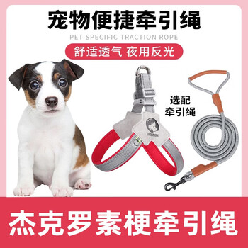 Wami jack russell terrier dog harness leash small and medium-sized dog collar vest style dog walking leash pet collar red + 1.5 meter leash s- (recommended 8-12 pounds)