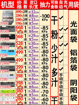 Household vacuum machine packaging machine commercial food bag fully automatic small sealing machine sealing compressor p-290b uses flat bag