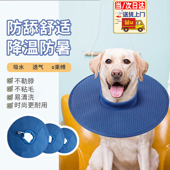 Zhizhou dog elizabethan circle deepened large dog anti-licking and anti-bite collar large soft circle soft summer neck collar dog elizabethan circle (blue) xl-inner circle adjustable 25-53cm freely adjustable, anti-licking and comfortable