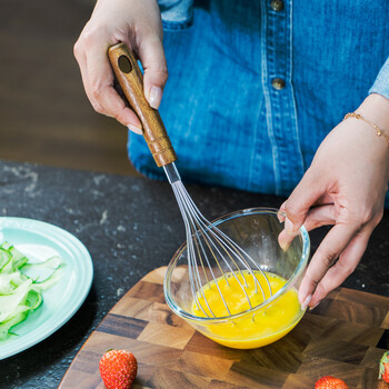 Bianfu acacia wooden handle egg beater stainless steel manual egg beater bubbler stirrer whisk beater egg beater acacia wooden handle egg beater