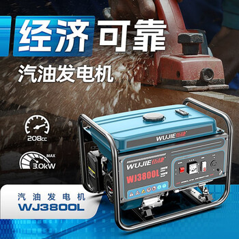 Wujie wj3800l high-power 3kw gasoline generator single-phase 220v household portable