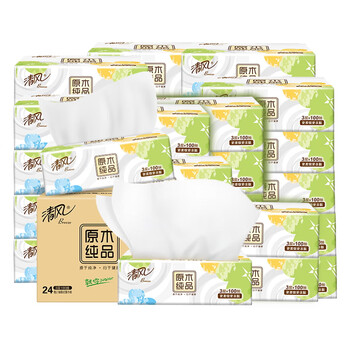 Qingfeng tissue paper 3 layers 100 sheets 24 packs suitable for your mother and baby toilet paper napkins tissue paper napkins whole box wholesale 3 layers 100 sheets * 24 packs