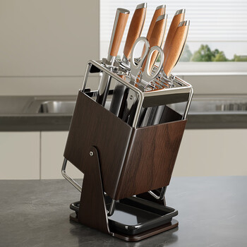 Added knife holder storage rack kitchen home wall-mounted multi-functional kitchen knife holder chopstick barrel knife holder integrated knife storage