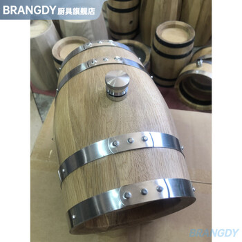 Brangdy manufacturer visible sherry oak barrel empty barrel whiskey wine brandy cocktail gin bileless oak barrel 3l log color invisible no water spout (steel plug)