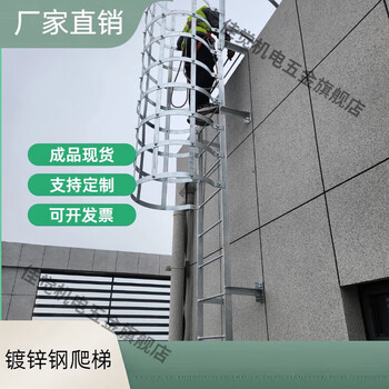 Galvanized steel national standard safety ladder cage fiberglass stainless steel foundation pit roof exterior wall pool steel straight ladder