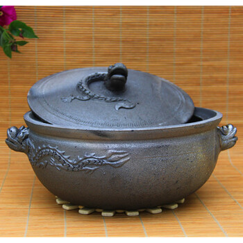 Black clay pot stew pot for soup household gas stove old-fashioned commercial small clay hot pot stone pot black pottery clay pot diameter 24, height 10 (suitable for 2-3 people) 2800ml