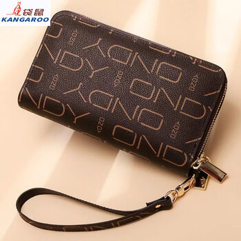 Kangaroo light luxury brand chinese valentine's day clutch feminine fashion mobile wallet women's long double zipper large capacity bag women brown