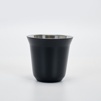 New mini stainless steel double-layer simple insulated beer cup home anti-scalding direct drink coffee cup wholesale black 80ml