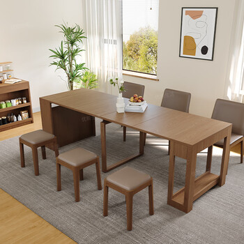 Bendao solid wood retractable dining table foldable invisible dining table sideboard integrated nordic small apartment storage dining table combination retractable dining table (all solid wood)