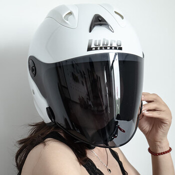 Lubro helmet taiwan roadmaster motorcycle helmet lightweight 3/4 half helmet for men and women all seasons commuting electric vehicle pedal safety hat with black lenses (message for helmet color) l