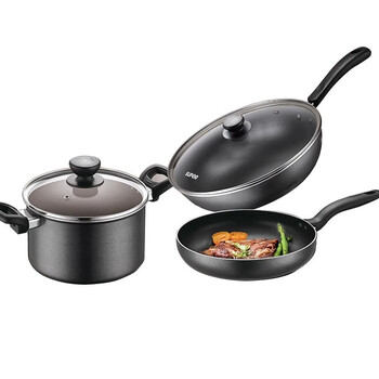 Supor pot set household three-piece non-stick wok soup pot pan magnetic flux gift box combination pot three-piece combination set tp2314k customized group purchase contact customer service