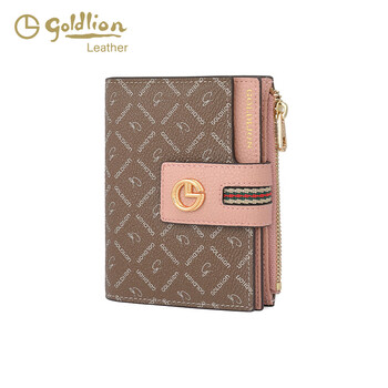 Goldlion g+ goldlion retro print wallet women's mini folding coin purse short multi-function multi-card slot wallet card bag women pink (hardware upgrade)