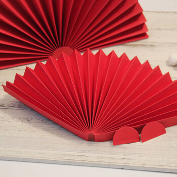 Folding fan chinese style wall hanging wall decoration large fan red paper fan flower hanging ornaments window display props 30 cm diameter 1 red