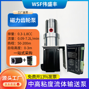 Small magnetic pump, high viscosity medium delivery metering pump, high pressure resistant cooling circulation pump, corrosion resistant acid and alkali micro gear pump, wsfsge0.3 with 150w brushless motor (with driver)