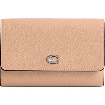 Coach women's leather flip wallet lightweight and practical commuting clutch as a gift for your girlfriend buff one size
