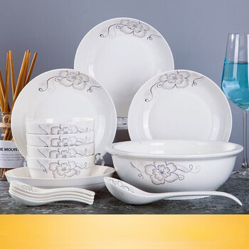 Jingdezhen ceramic tableware set for 1-6 people family tableware set, dish plate and bowl set for home use jane eyre 1 bowl + 1 small spoon