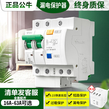 Bull leakage 2p63 security protector bipolar circuit breaker 32a leakage switch 40a main switch electric gate household 2p 63a