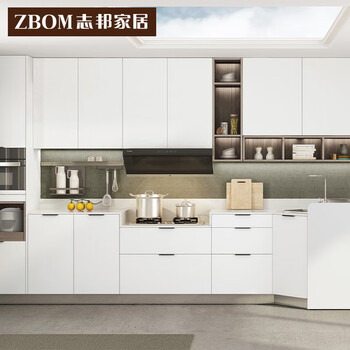 Jiujuhe zhibang kitchen cabinet integrated cabinet modern simple quartz stone countertop light luxury kitchen cabinet alps 3 meter base cabinet + 3 meter countertop + 1 meter wall cabinet kitchen cabinet set