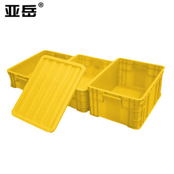 Yayue plastic turnover box yellow with lid thickened logistics box industrial storage organizer plastic basket material box with lid 410*300*150mm