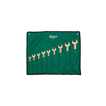 Shida fully polished double open-end wrench dual-purpose wrench set high-neck double plum blossom auto repair tool set 9-piece beryllium bronze explosion-proof dual-purpose wrench set 31304