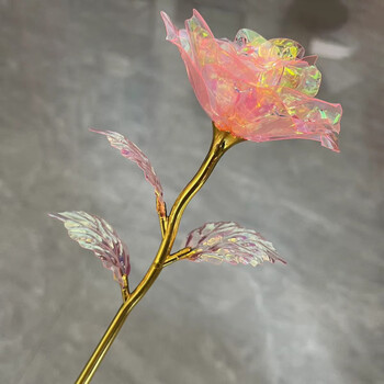 New colorful dazzling rose bouquet, simulated immortal flower decoration, photo props, birthday gift for girlfriend, rose - pink 1 branch