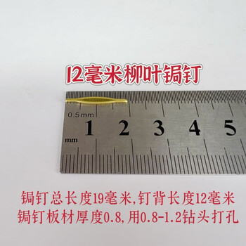 Pick-up cat's porcelain nails, brass nails, stamping nails, giant nails, baked nails, saw nails, saw wood, flower pots, furniture, 12mm willow leaf brass nails, 50 pcs