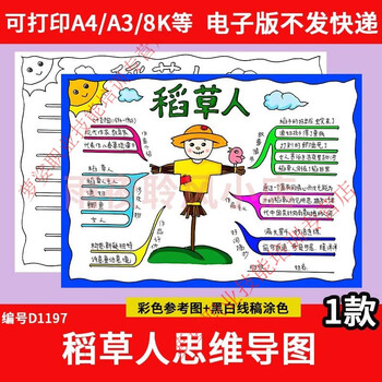 Scarecrow mind map handwritten newspaper template electronic version for third grade primary school students reading good book recommendation newspaper customized u disk / hard drive