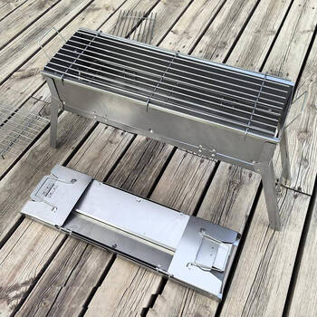 Fantasy thickened barbecue stove folding carbon steel version barbecue grill outdoor skewers grill stainless steel grilling mesh medium length 50x width 22 3-5 people stainless steel grill