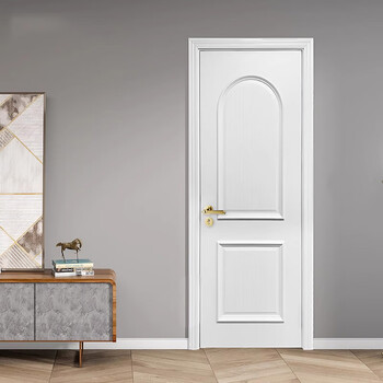 Wen yijia minimalist french retro style bedroom door room door interior door solid wood painted door bathroom door kitchen sliding door pure white full set of three packages measured, installed and delivered