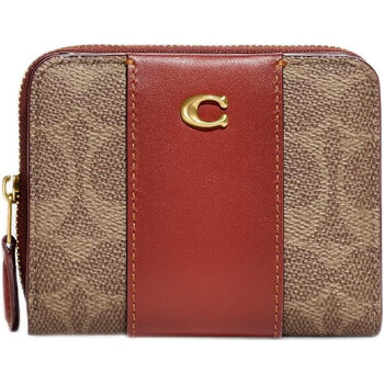 Coach wallet women's color matching classic presbyopia card holder buffalo leather hobo bag camellia women's bag 2025 small bag light luxury document bag/clutch short style/11*9.5cm