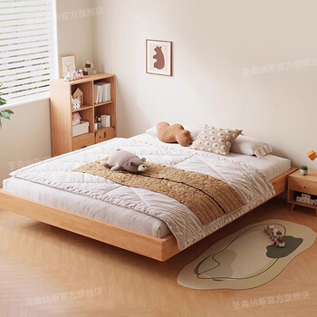 St. senus platform bed children's all solid wood girl's tatami without bedside bed bedroom little boy's suspended single and double bed solid wood color high 30cm suspended bed 1500*2000mm