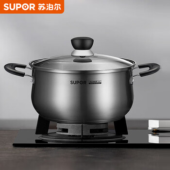 Supor soup pot thickened 304 stainless steel stew pot double-ear anti-scalding porridge and noodle pot gas induction cooker universal st24h3