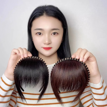 Hairband for middle-aged and elderly people to cover gray hair in summer with all-in-one fully real imitation diamonds for women with broken forehead and sideburns and fake bangs. forehead whitening artifact, dark brown, rhinestone hair 2