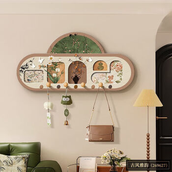 Medieval wind tunnel board entrance door multi-functional storage rack behind the door key bag coat and hat hook chunyun yaji 60*30 (with solid wood hooks) 5 pcs