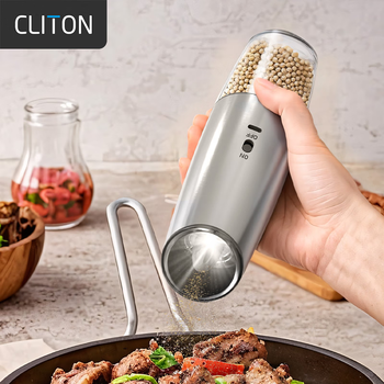 Cliton electric pepper grinder rechargeable stainless steel pepper black pepper sea salt gravity induction grinding bottle seasoning bottle