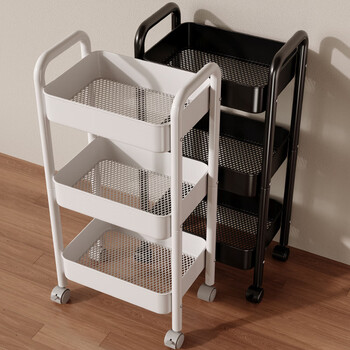 Shanshan wood art bookshelf floor-standing mobile school bag storage rack iron cart student under desk storage rack multi-layer snack rack