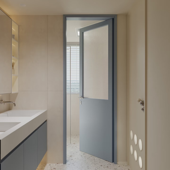 Wen yijia corbusier small blue door solid wood painted kitchen bathroom room door bedroom door dopamine extremely narrow glass door painted glass door