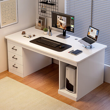 Naijia computer desk office desk workbench table rental room table and chair set complete home bedroom desk study table hot sale丨three drawers warm white 120cm
