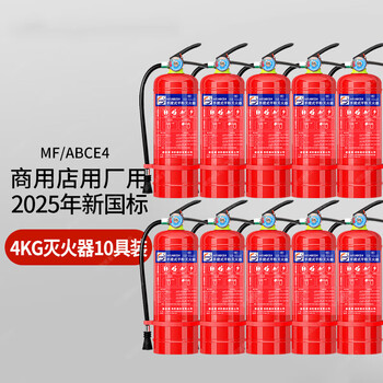 10 pieces of new national standard portable commercial factory fire extinguisher dry powder fire extinguisher 2/3/5/8/4kg (2025 new national standard) 4kg dry powder fire extinguisher ten pieces for commercial/store use