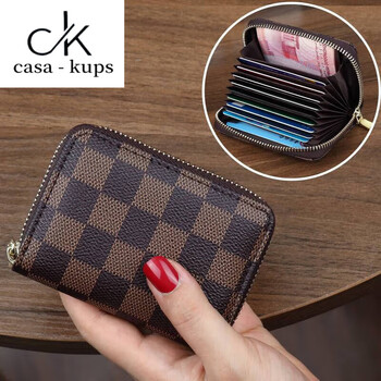 Casa-kupsck genuine pickup bag women's exquisite 2025 new anti-degaussing driver's license change storage bag mini small square-coffee nine card slots + 2 change slots
