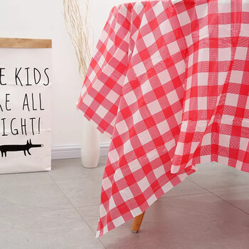 Le xicong printed disposable tablecloth plastic tablecloth wedding family banquet plaid festive small plaid tablecloth waterproof and oil-proof red grid 180 180cm