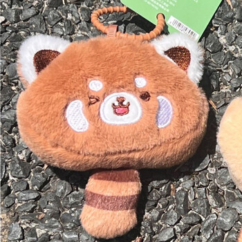 Red panda coin purse cute cartoon plush 3-inch red panda raccoon headphone bag pendant exquisite and compact brown red panda
