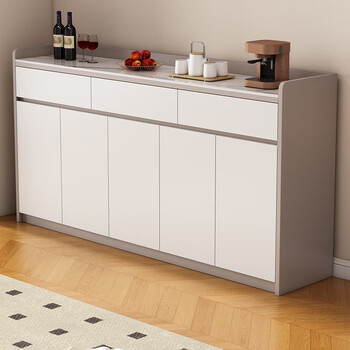 Bantujiang sideboard cupboard living room wall storage cabinet multi-functional storage cabinet tea cabinet wine cabinet khaki + white two doors single drawer 80cm